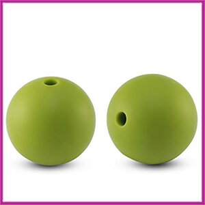 Siliconen kraal rond 15mm olijfgroen