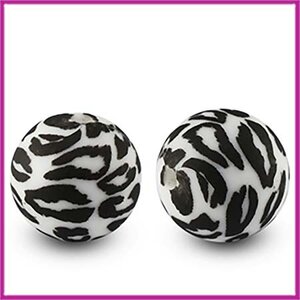 Siliconen kraal rond luipaard zwart wit