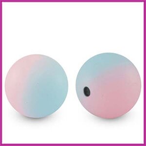 Siliconen kraal rond pastel blauw roze