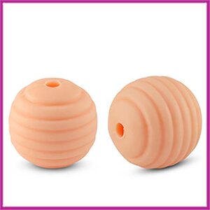 Siliconen kraal rond ribbel licht oranje zalm