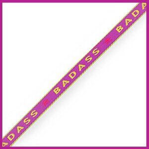 Lint met tekst ''badass'' purple-yellow