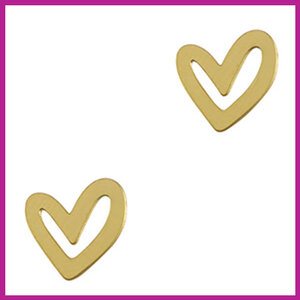 RVS stainless steel bedel/tussenstuk plat hartje goud