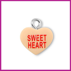 Resin hanger hart "SWEET HEART" licht oranje-rood