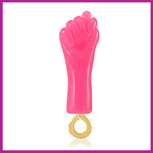 Resin hanger hart "Mano Fico" neon roze-goud