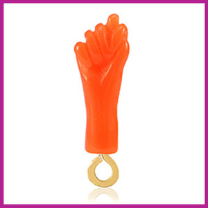 Resin hanger hart "Mano Fico" neon oranje-goud