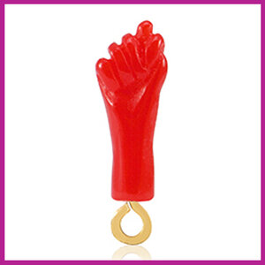 Resin hanger hart "Mano Fico" rood-goud