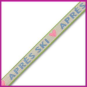 Lint met tekst ''après ski'' creme blauw roze groen