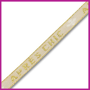 Lint met tekst ''après chic'' sand beige goud