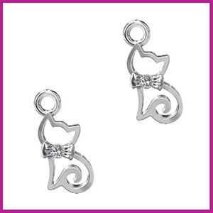 Sterling zilver 925 bedel kat / poes 12x5mm 