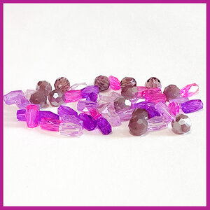 Glasmix mini facet disc/tube paars roze