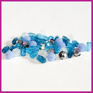 Glasmix mini facet disc/tube blauw