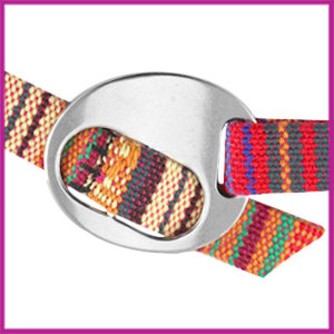 DQ metaal gesp sluiting + schuiver Antiek zilver