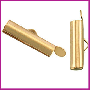 DQ metaal schuif eindkap 15,5x6mm Goud