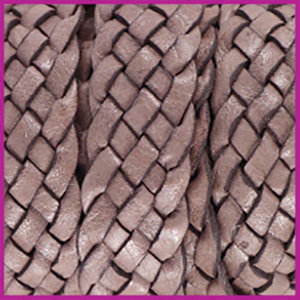 DQ leer gevlochten plat 20mm Taupe brown per cm