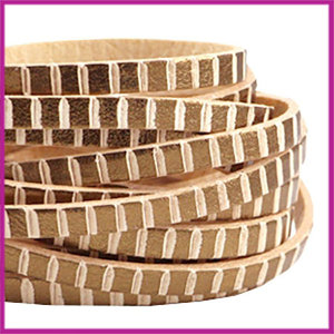 DQ leer plat 5mm blokjes Rosegold - beige ca. 20cm