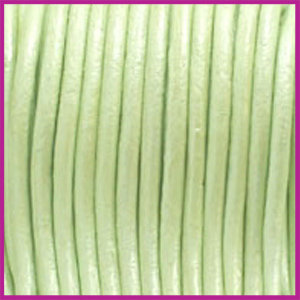 DQ leer rond 2 mm Metallic Tender lime green per 50cm