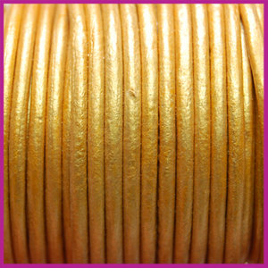 DQ leer rond 2 mm Honey gold metallic per 50cm
