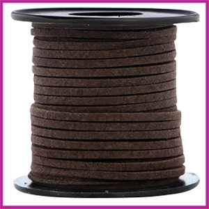 Imitatie suede veter 3mm Dark chocolate brown per meter
