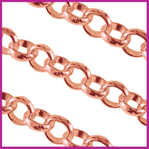 Jasseron ring, schakel ø7mm rosegold per 25 cm