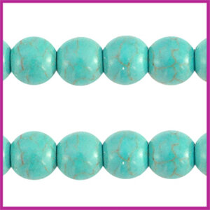 Keramiek turquoise kraal rond 6mm turquoise blue