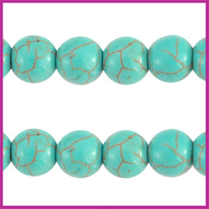 Keramiek turquoise kraal rond 8mm turquoise blue