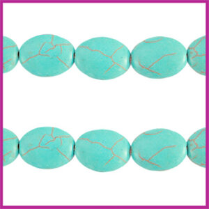 Keramiek turquoise kraal ovaal 18x3mm turquoise blue