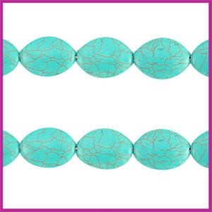 Keramiek turquoise kraal ovaal 25x18mm turquoise blue