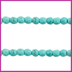 Keramiek turquoise kraal facet 4mm turquoise blue