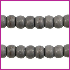 Keramiek turquoise kraal disc 6mm donker grijs