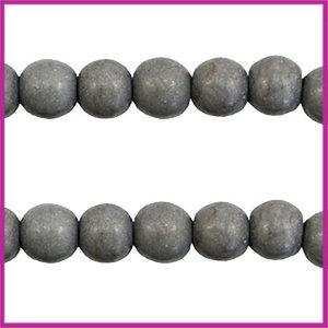 Keramiek turquoise kraal rond 6mm donker grijs
