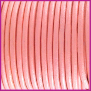 DQ leer rond 2 mm Licht padparadscha roze per 50cm
