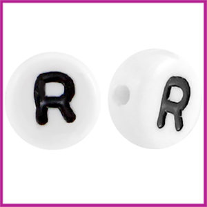 Letterkraal acryl wit/zwart rond 7 mm R