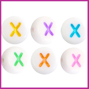 Letterkraal acryl multicolor rond 7 mm X