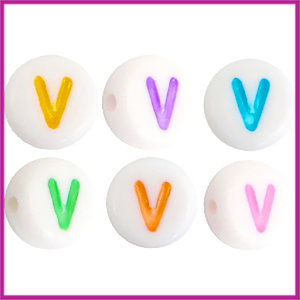 Letterkraal acryl multicolor rond 7 mm V