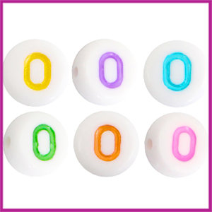 Letterkraal acryl multicolor rond 7 mm O