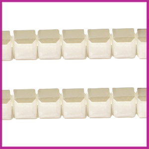 Glaskraal facet cube 6x6mm Dark beige grijs