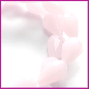 Glaskraal facet druppel 8x11mm Roze opaal
