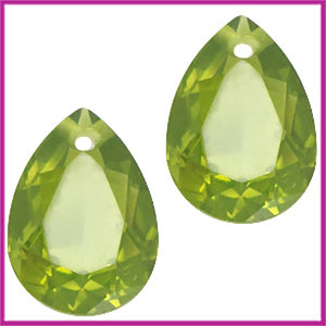 Facet druppel hanger10x14mm Olivine green
