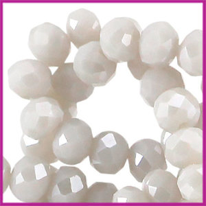 Glaskraal top facet disc 4x3mm Violet grijs opaque