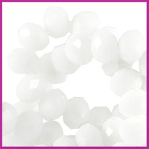 Glaskraal top facet disc 6x4mm White opaque