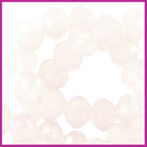 Glaskraal top facet disc 4x3mm Cream white opal