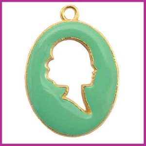 Metaal bedel camee goud - deep chrysolite green