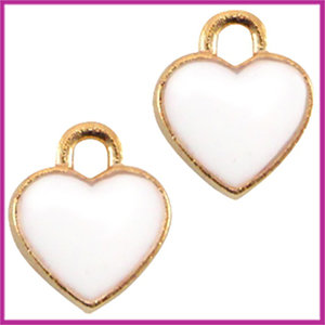 Metalen bedel hart goud - wit