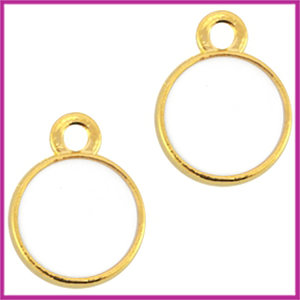 Metalen bedel rond ca. 13x10mm goud - wit