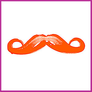 Metaal bedel Moustache snor 43x12mm fel oranje