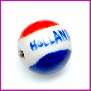 Keramiek kraal "Holland", gat van links naar rechts