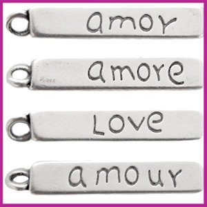 DQ metaal bedel 29x5mm "amor/amour/amore/love" AZ