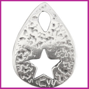 DQ metaal bedel druppel met ster 25x18,5mm Antiek zilver