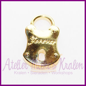 DQ Metaal Hanger Slot "Forever" 18x30mm Goud