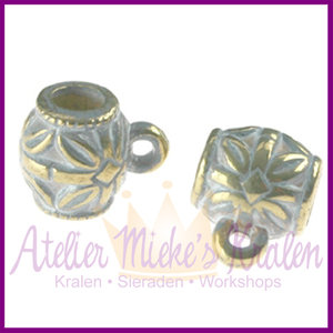 Metaallook kraal met oog 14x11mm Goud